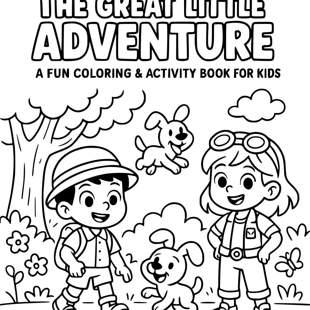 Create a complete, commercially viable 50-page children's coloring and activity 