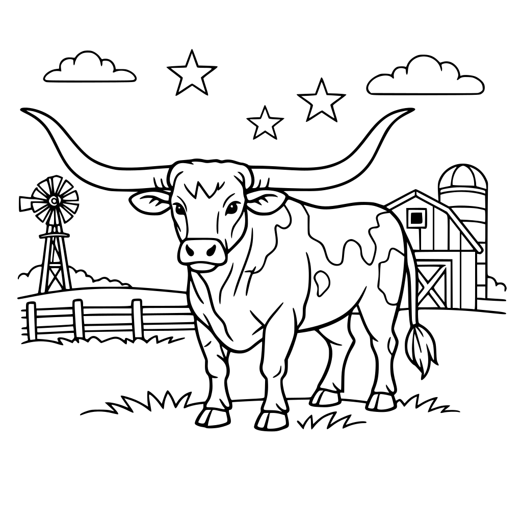 longhorn in texas on a farm
