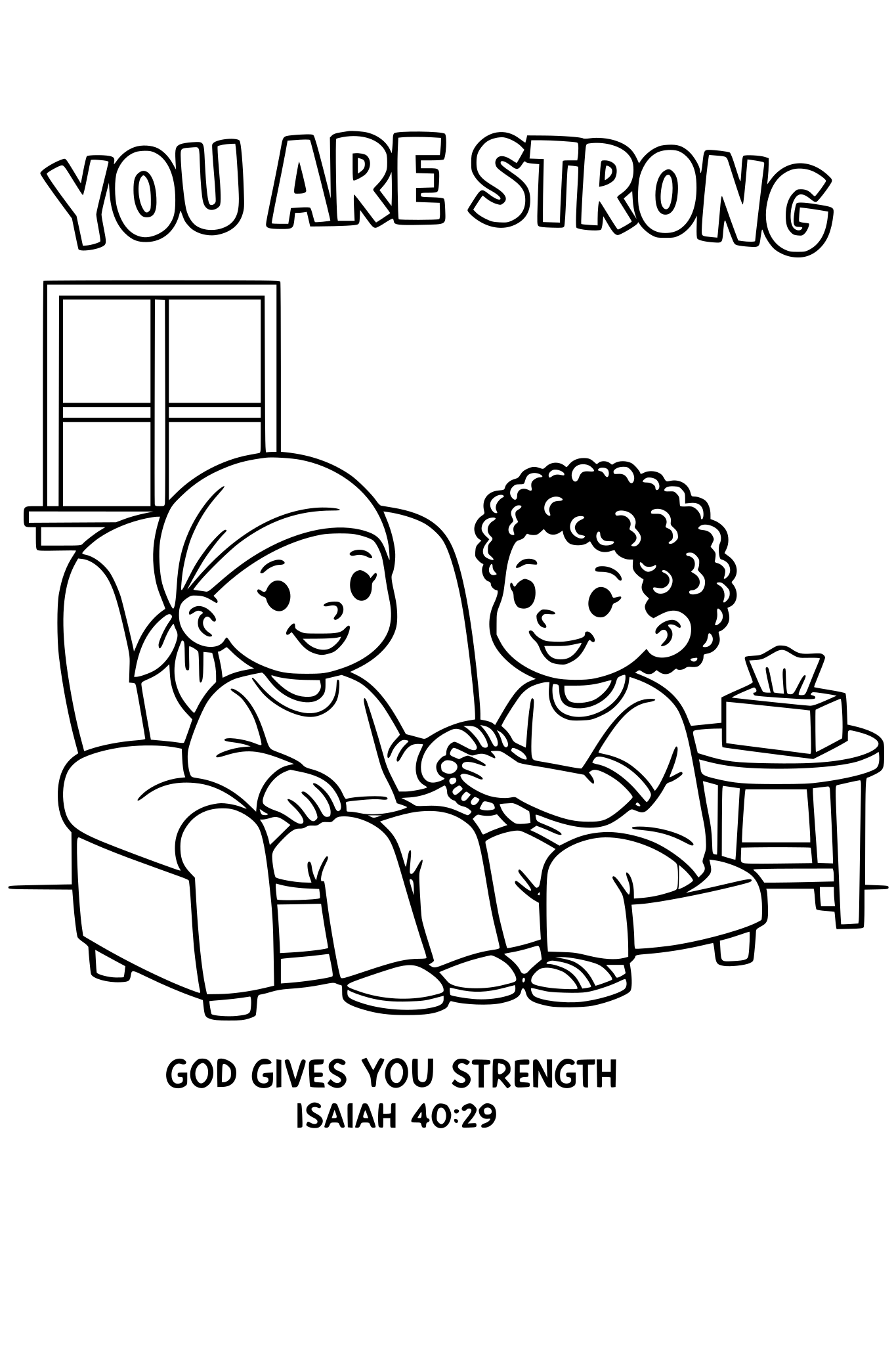 Black and white coloring page, simple kids line art, one chi