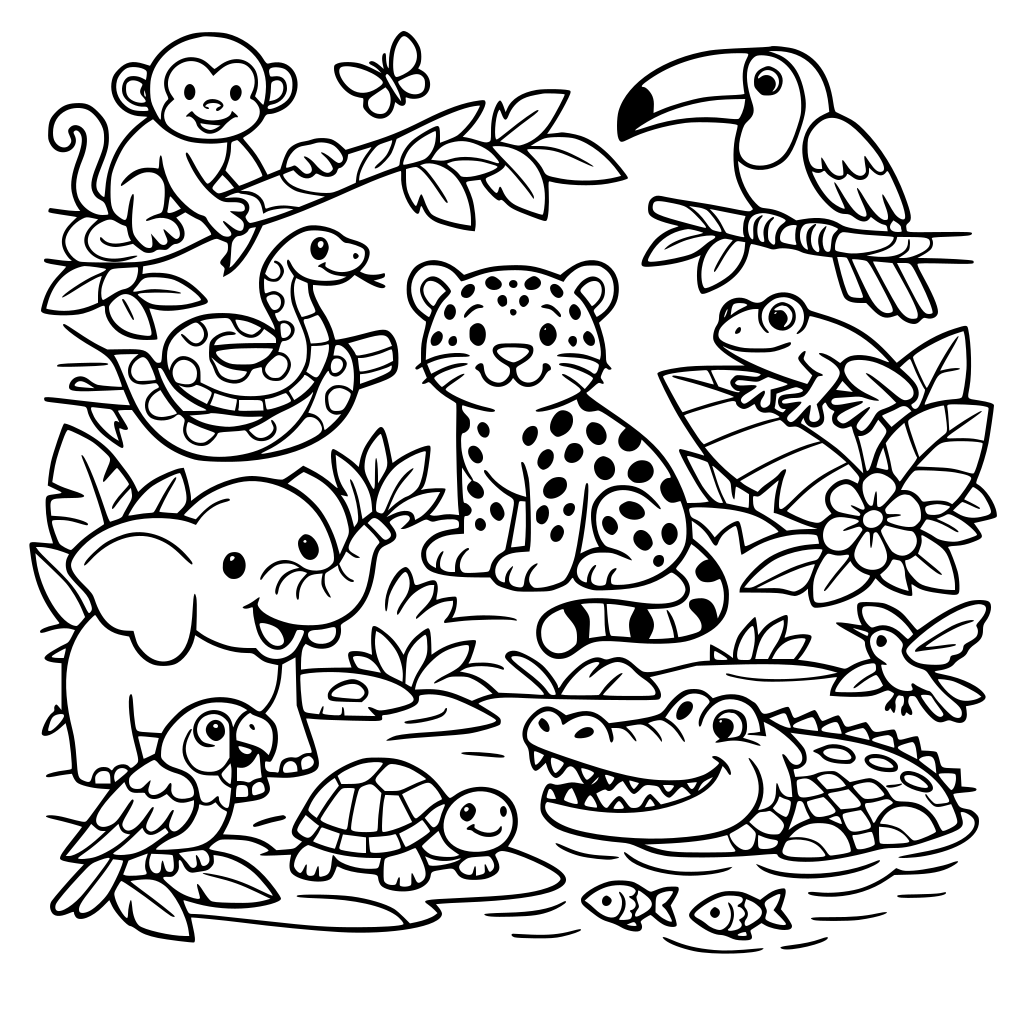 O pădure tropicală plină de animale