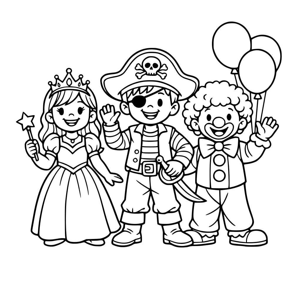 Drie kinderen verkleed voor carnaval