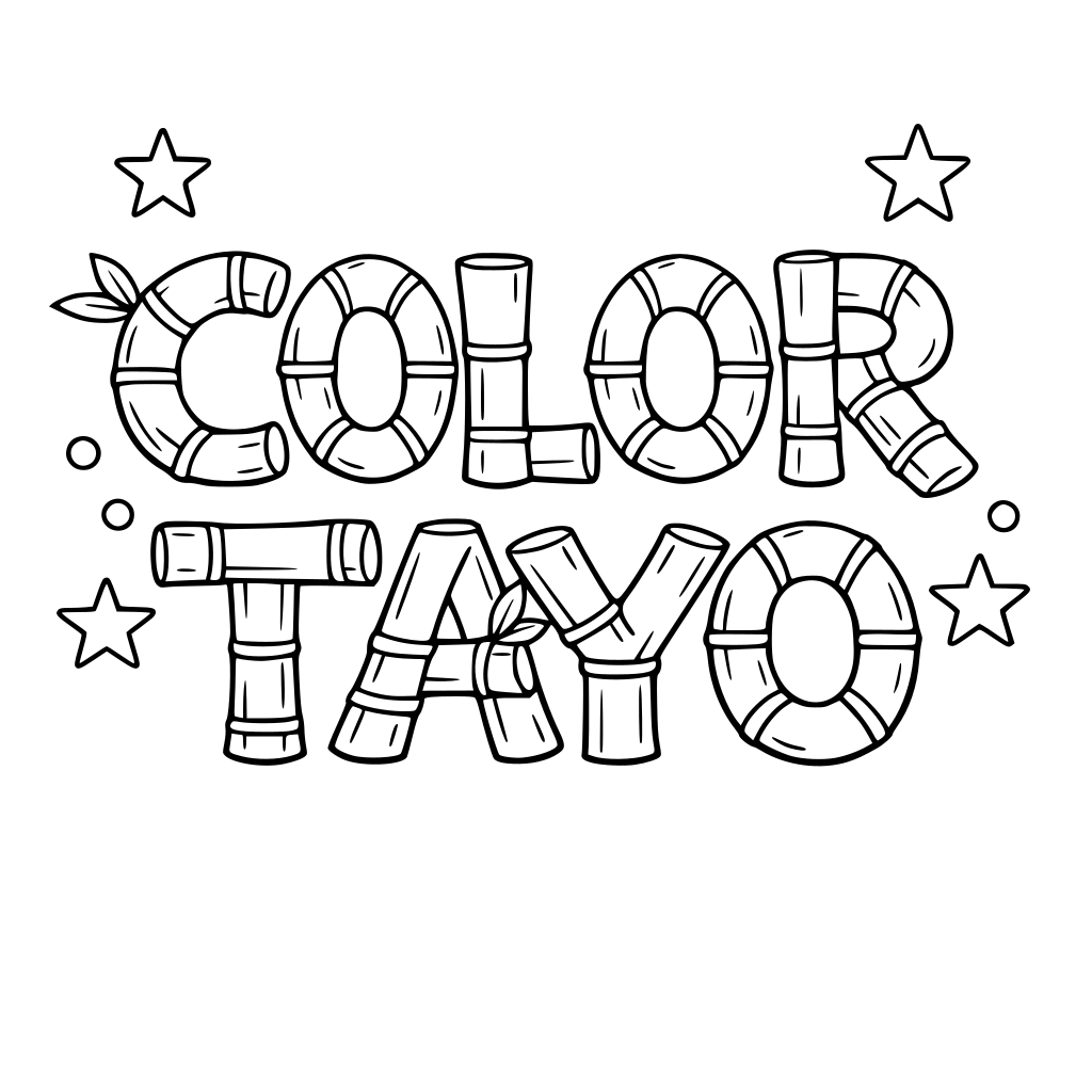 "COLOR TAYO" in bamboo-inspired coloring letters