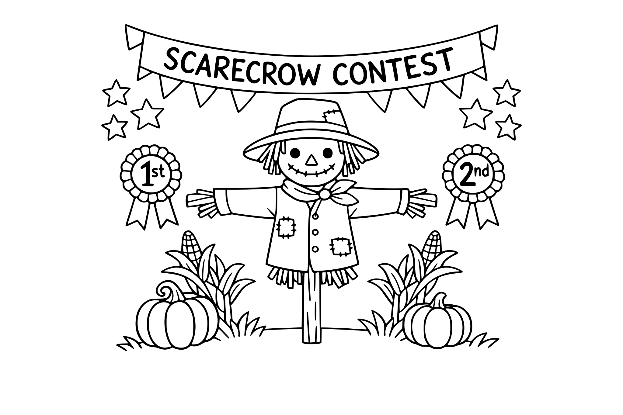 Scarecrow contest, minimalistic line.