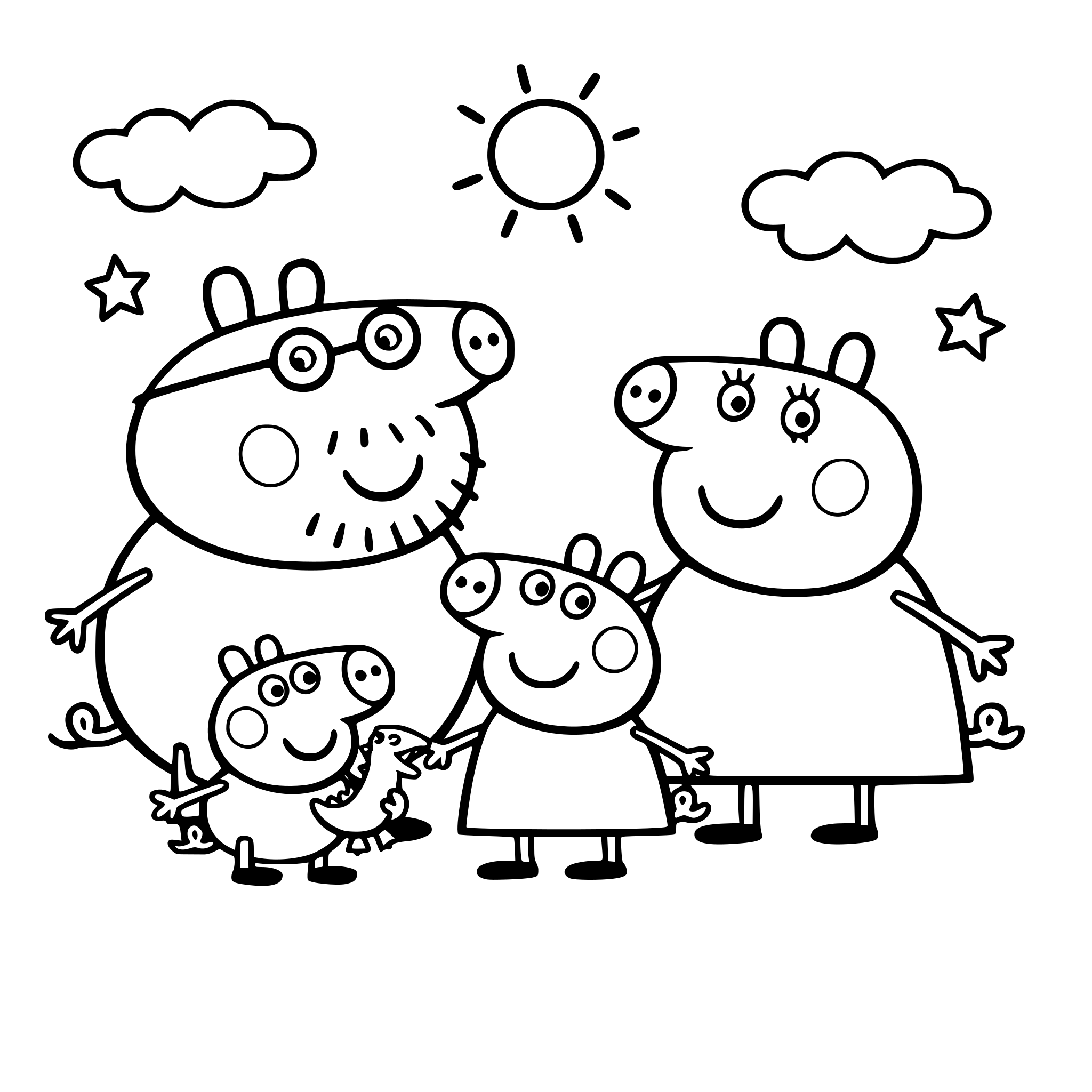 dibujo de la pepa pig con su familia
