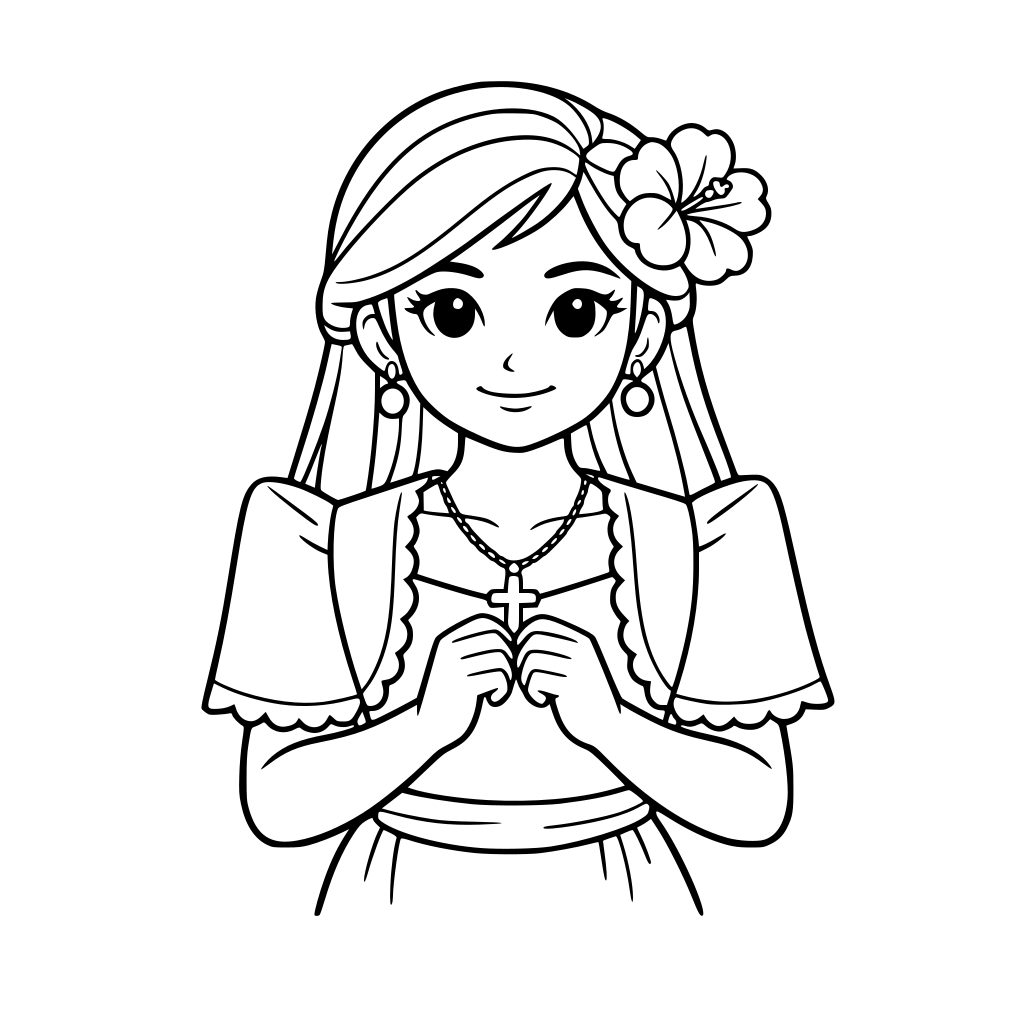 filipino girl in bolero with cross