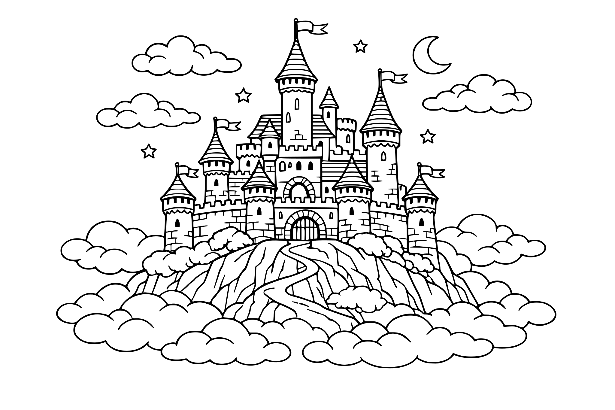 Kastil di atas bukit berawan