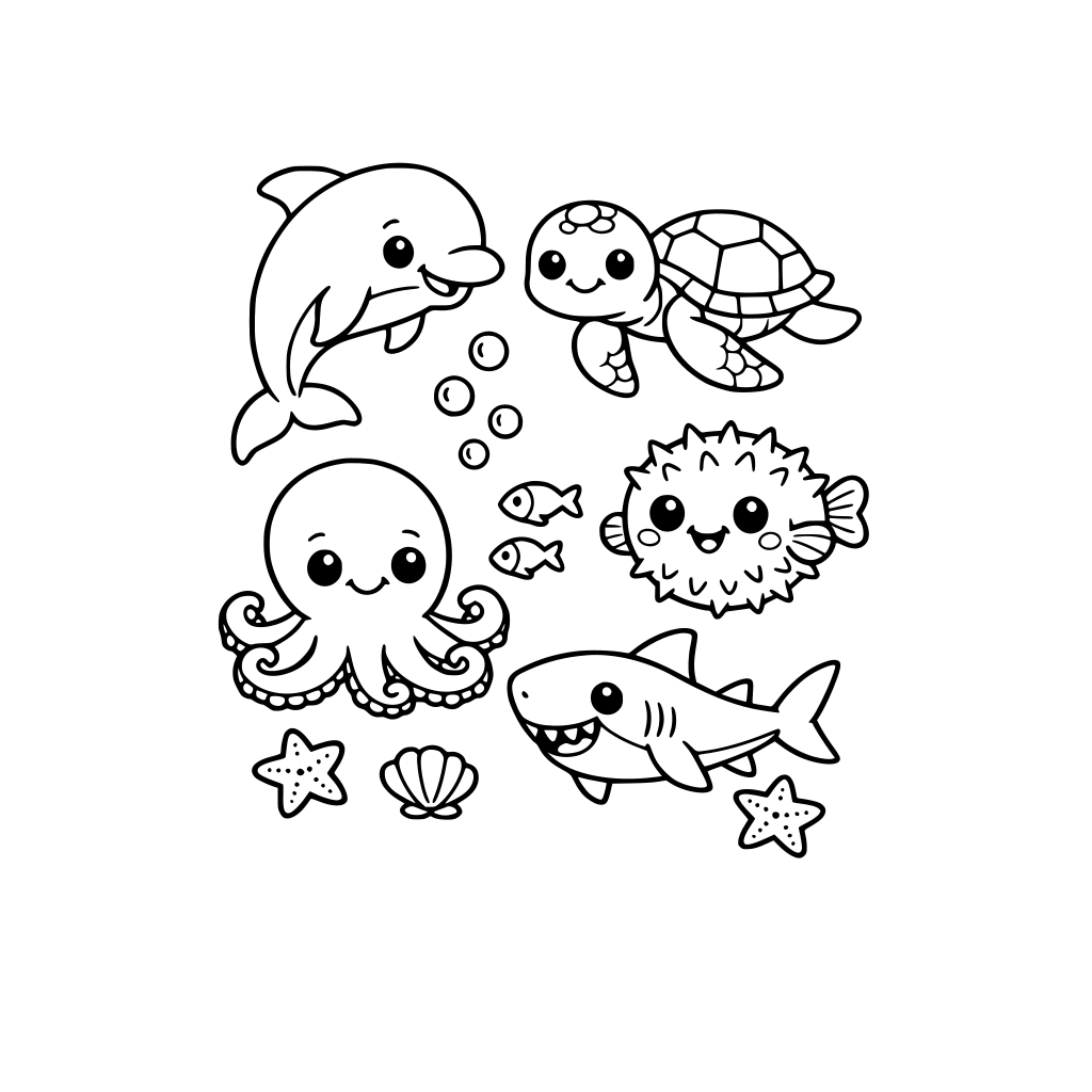 Cute ocean animals for preschoolers