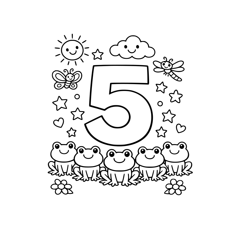 Number coloring design for ages 4-8