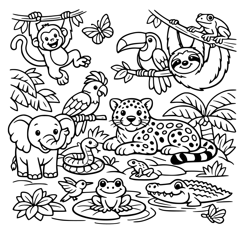 Een regenwoud vol dieren