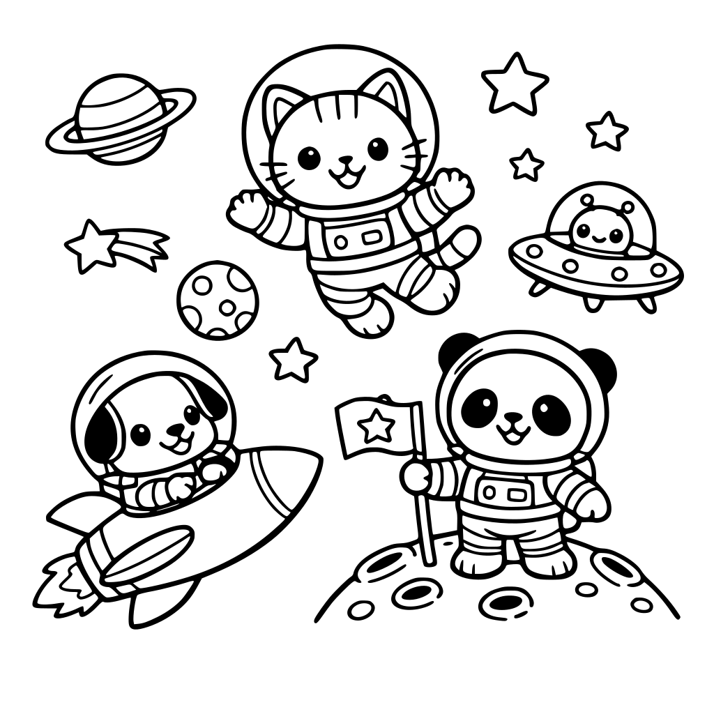 Cute Animals on space