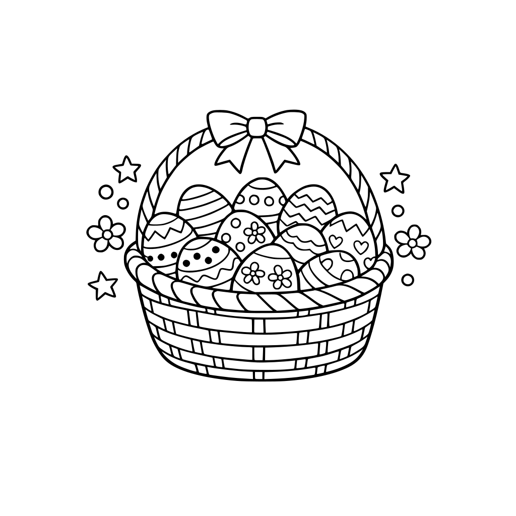 en korg med olika påskägg