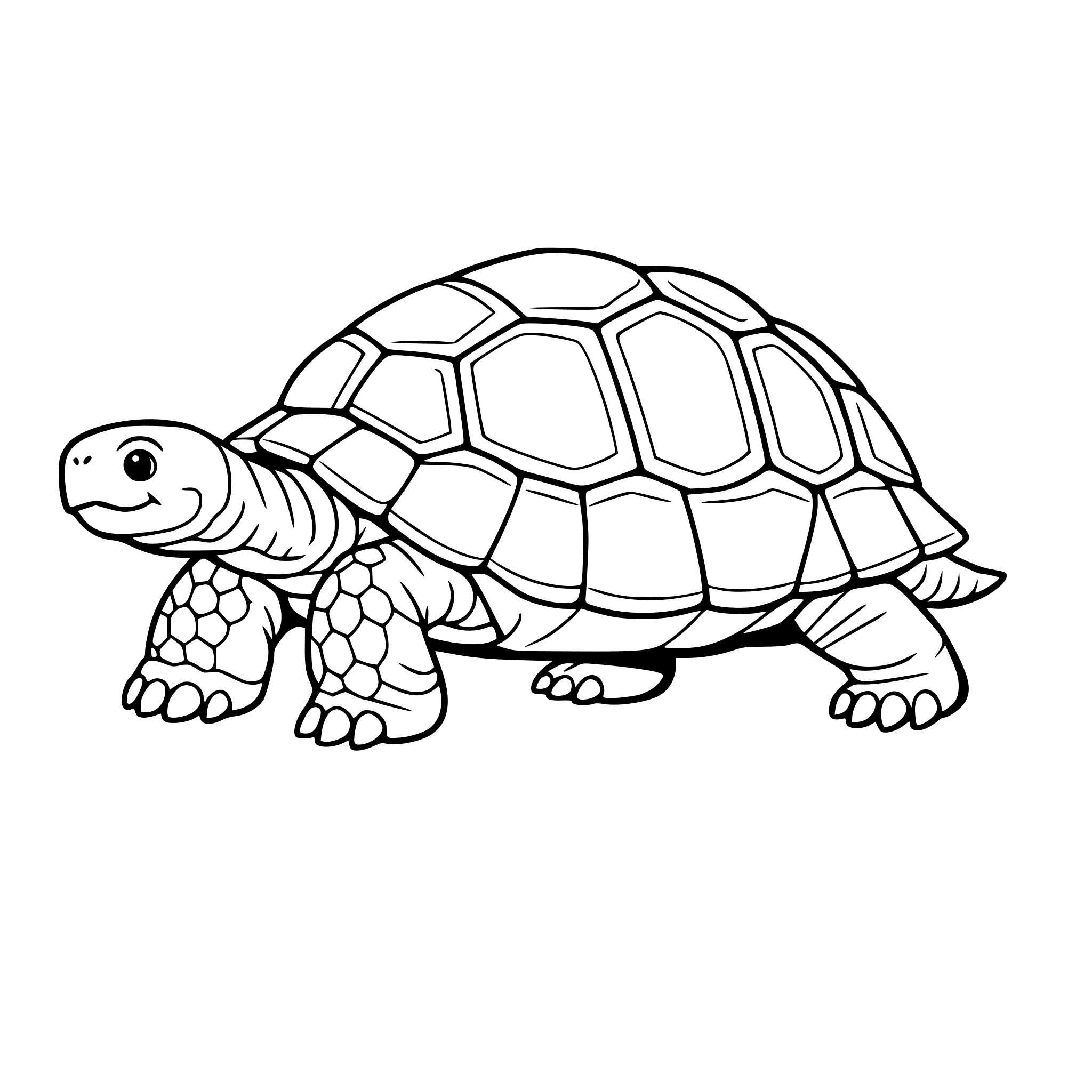 Create an image of a large tortoise shell turtle walking slowly. White background, isolated.