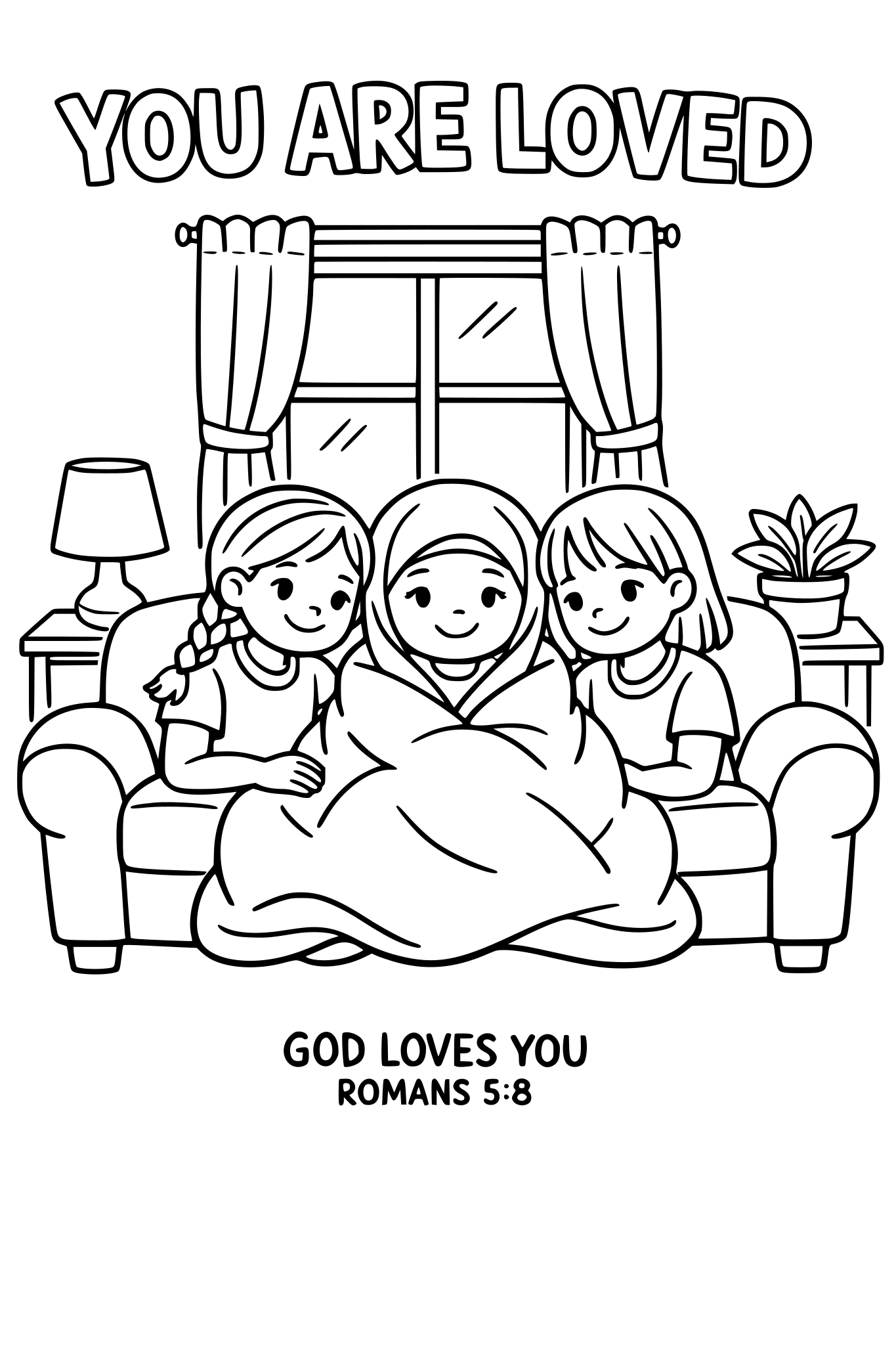 Black and white coloring page, simple kids line art, one chi