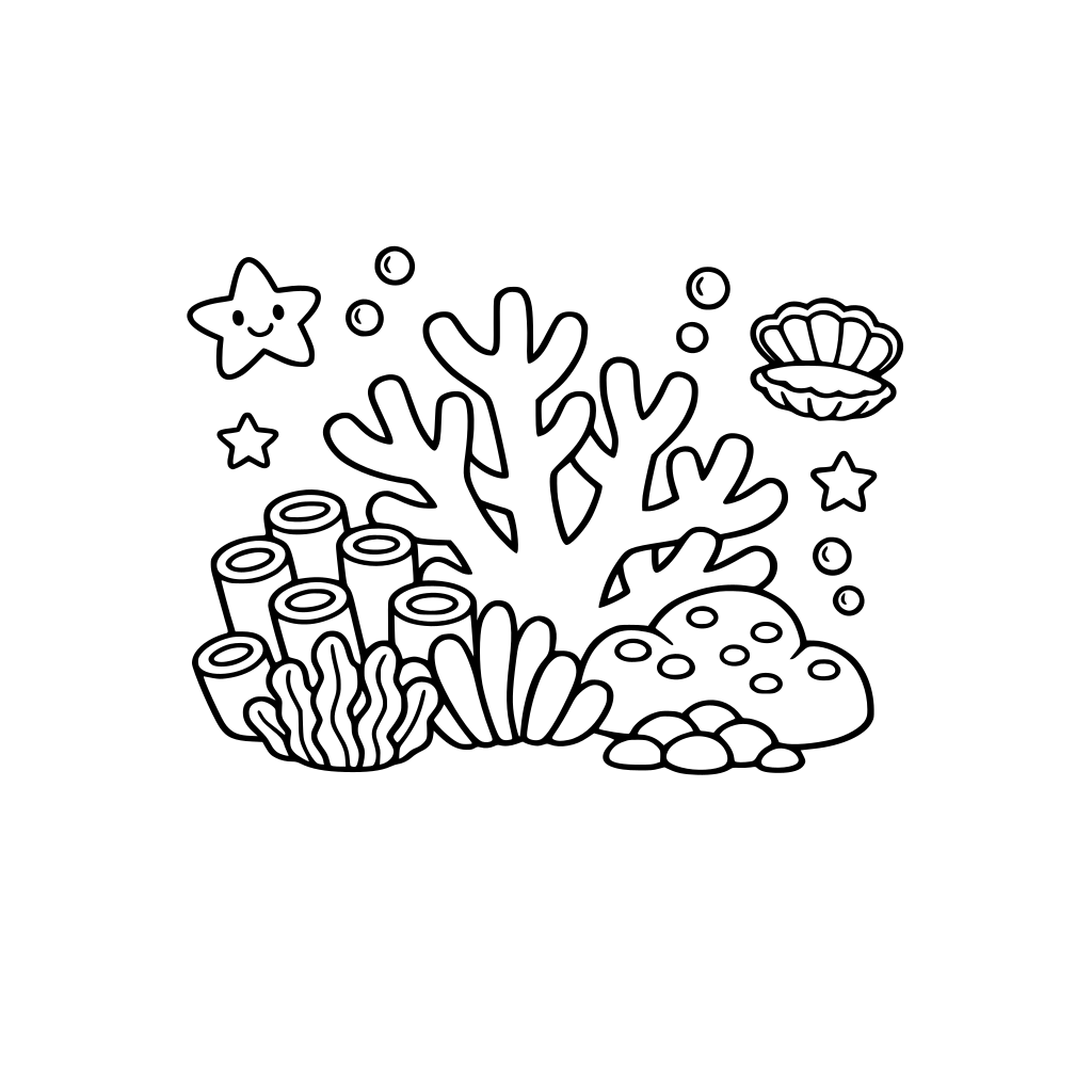 coloring page for small child of coral