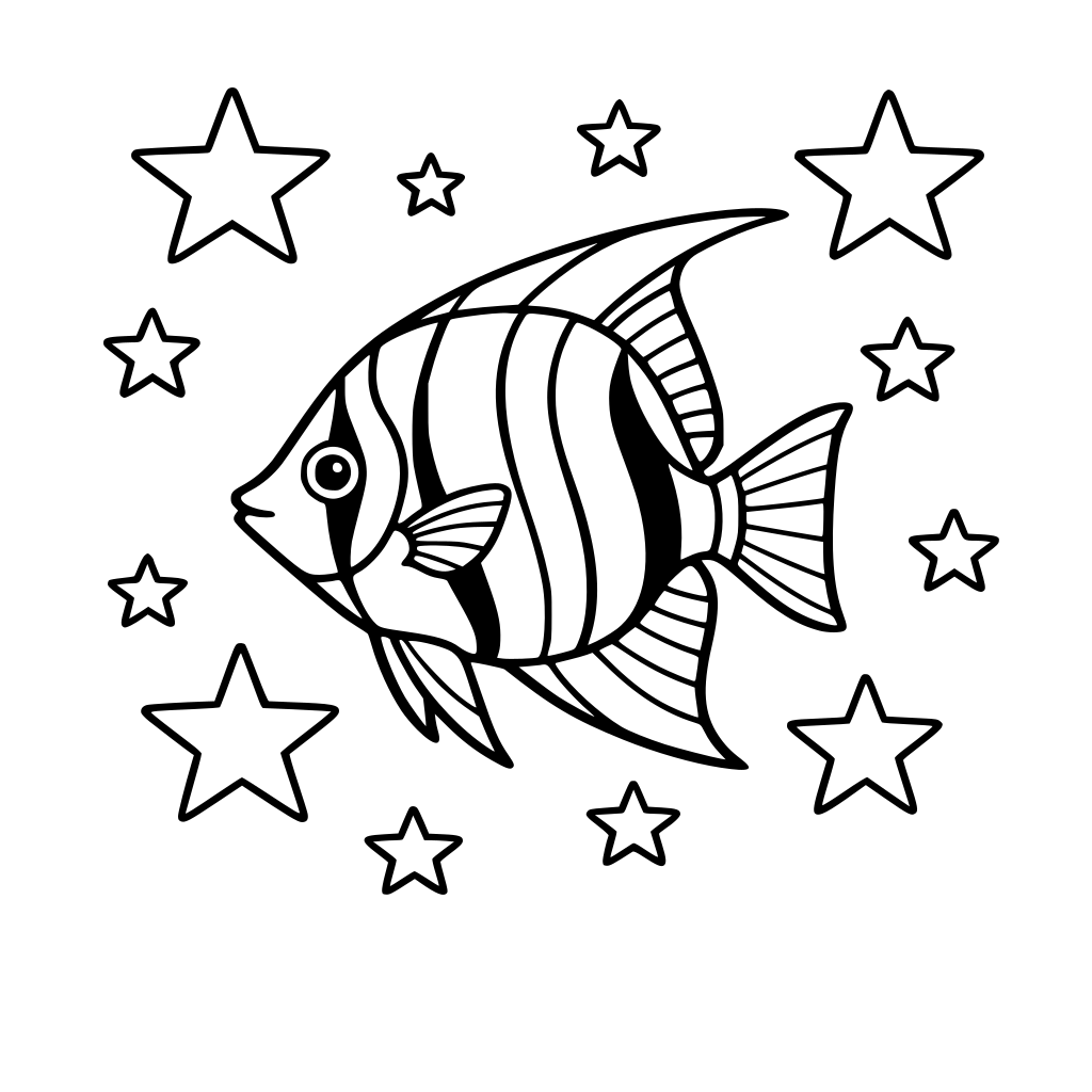 Angel Fish with Stars around it