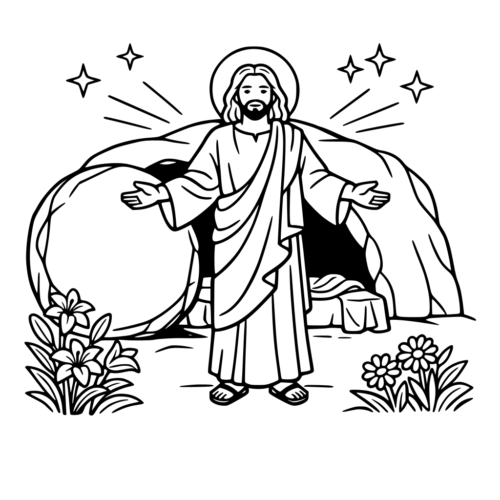 easter story - stone rolled away and Jesus risen