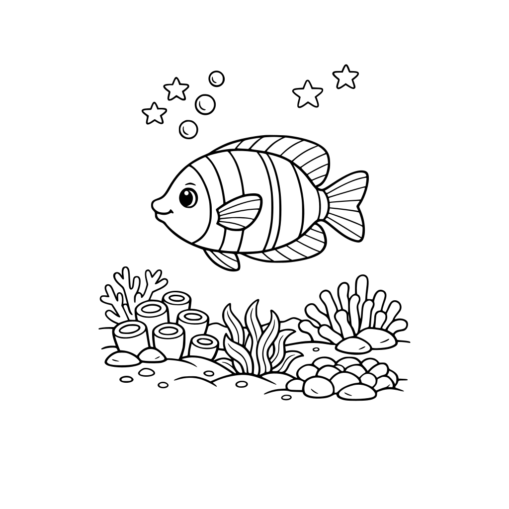 A fish swimming in an ocean with corals