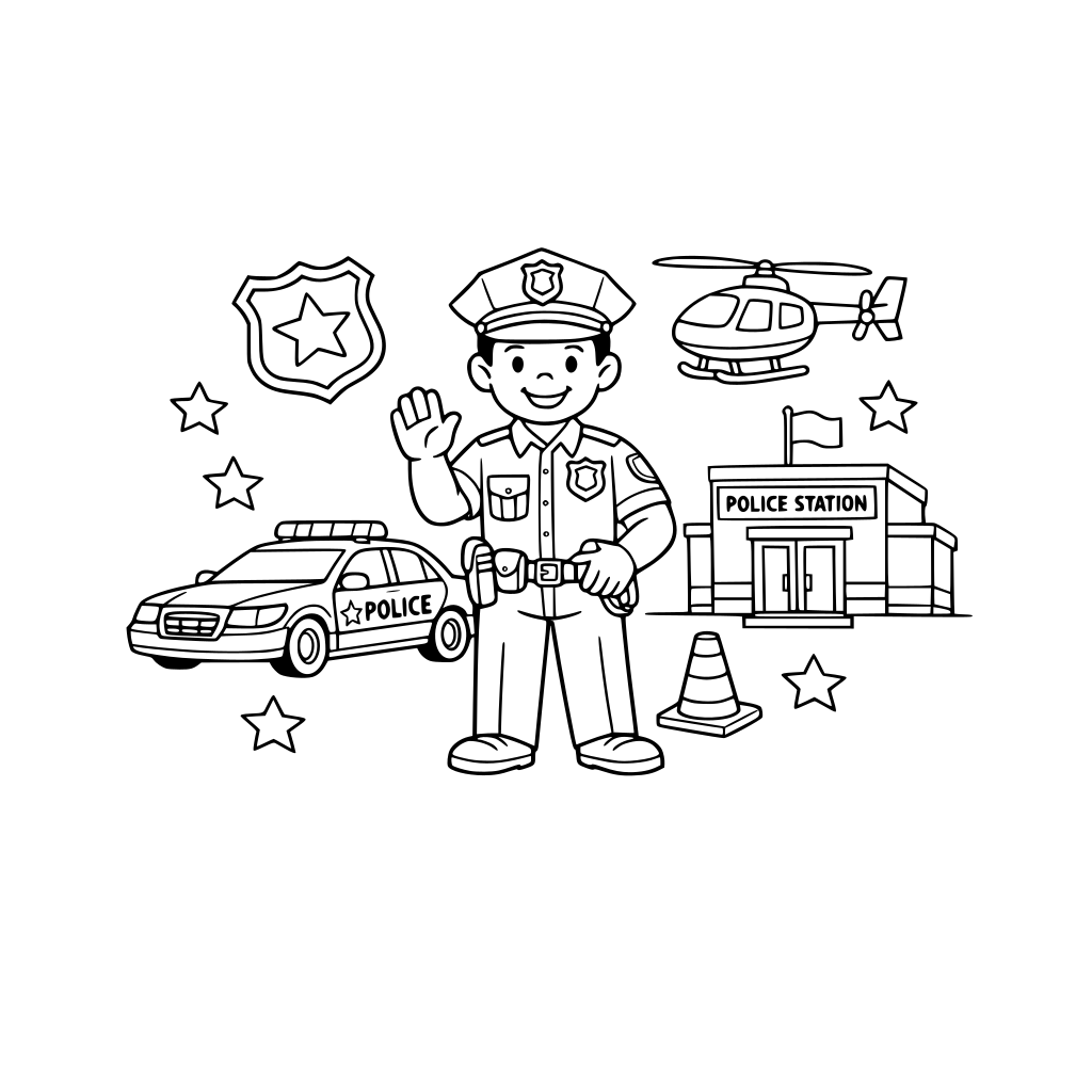 a coloring page and activity book for the police department and township to hand out at events.