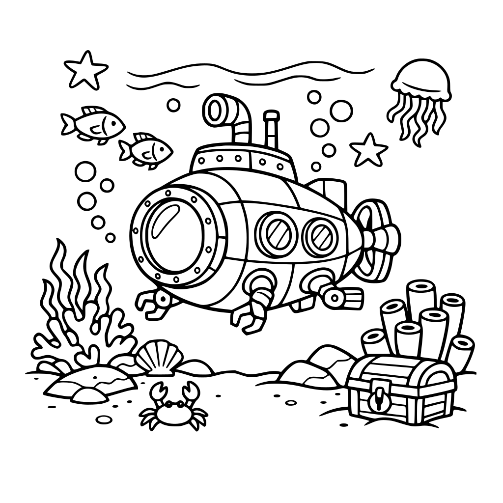 Un submarino explorando el océano.