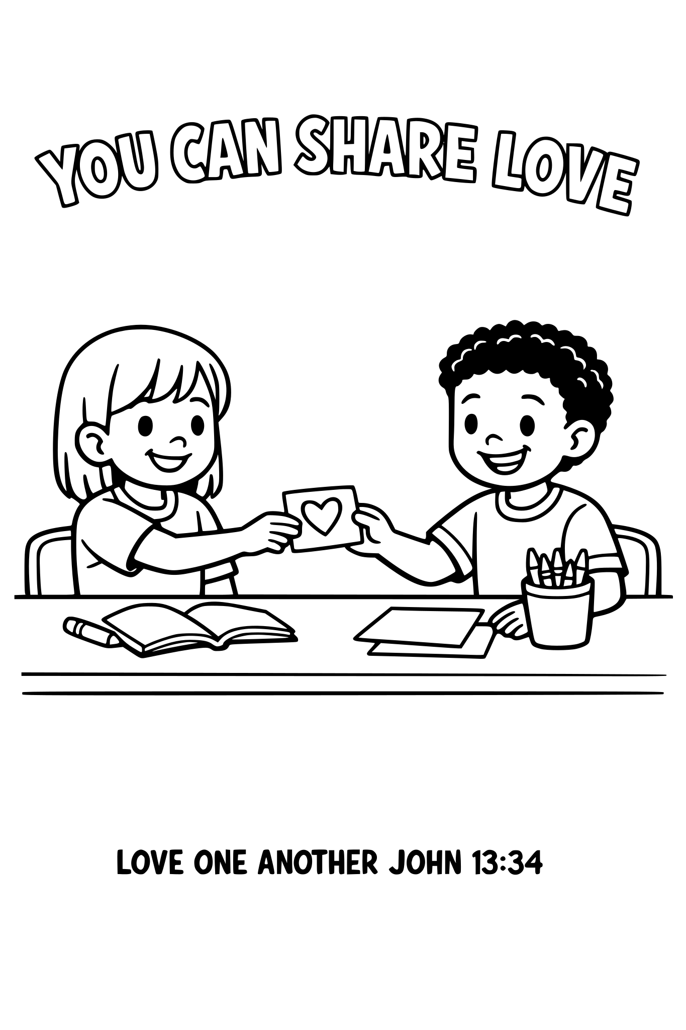 Black and white coloring page, simple kids line art, one chi