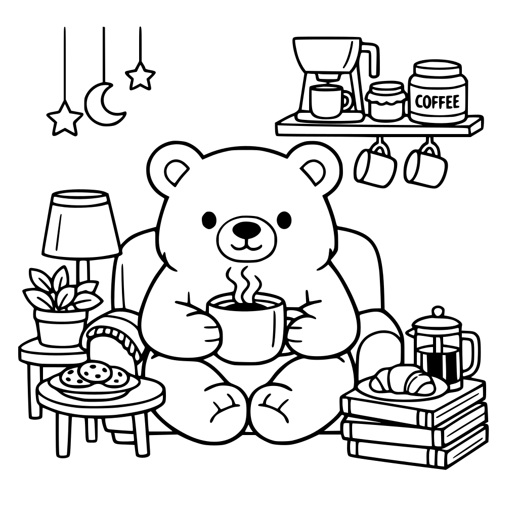 cosy coffee area with bear