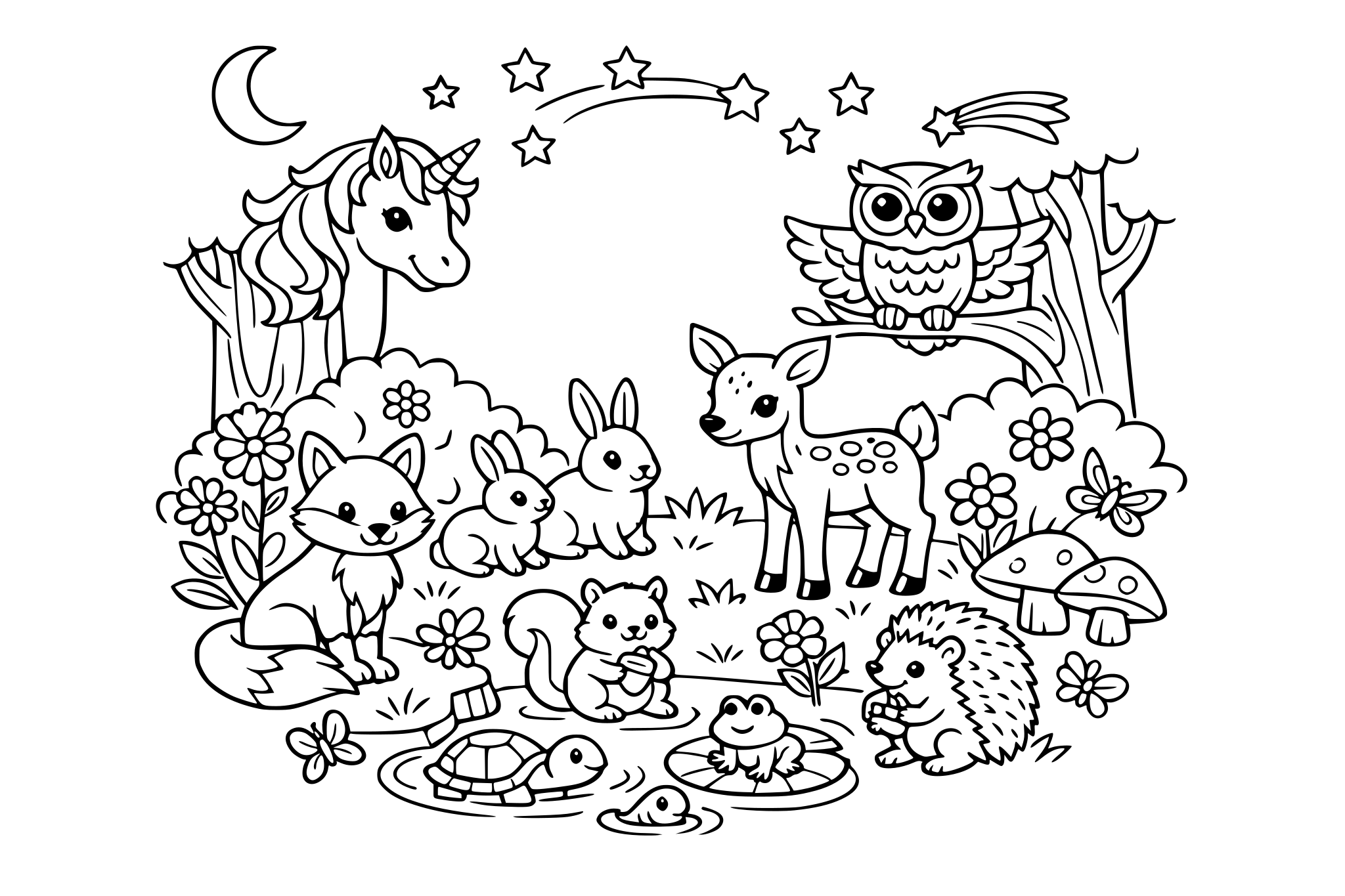 magical forest with lots of animals