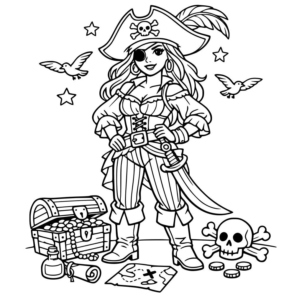 una pirata in bianco e nero