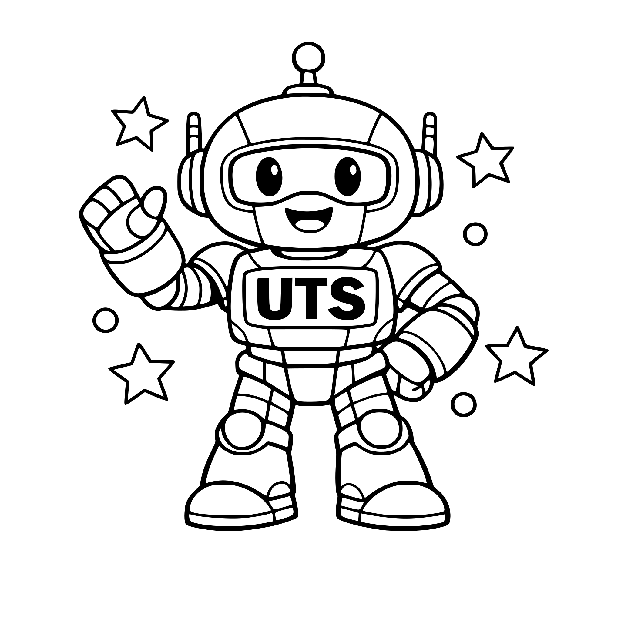 ROBOT WITH THE LOGO HAVE THE WORD UTS