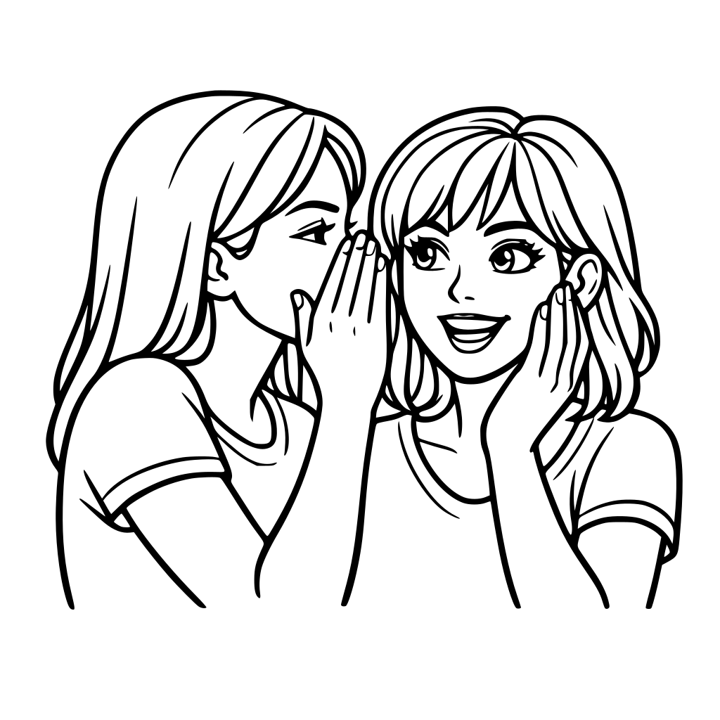 Una chica con otra chica con el pelo castaño los ojos verdes que están hablando de cosas privadas contándo un secreto