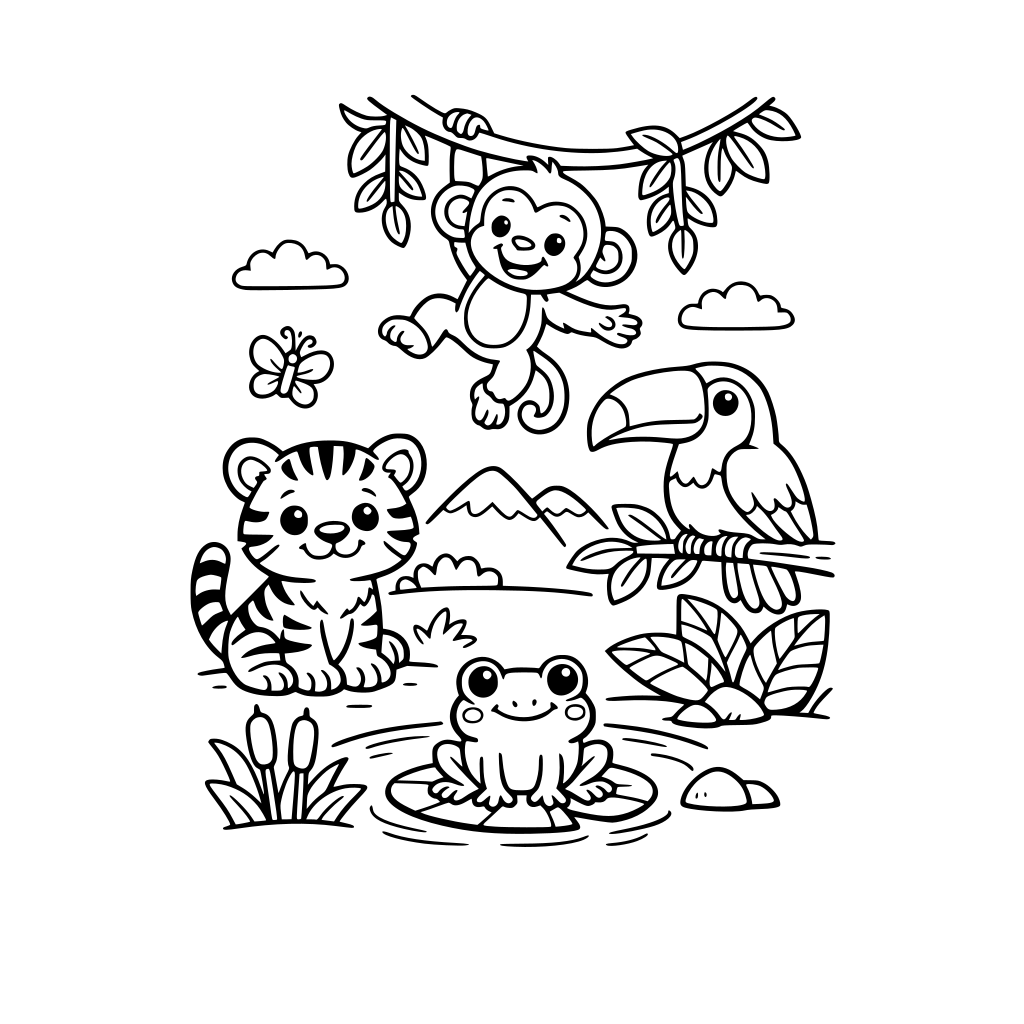 jungle coloring book for kinder