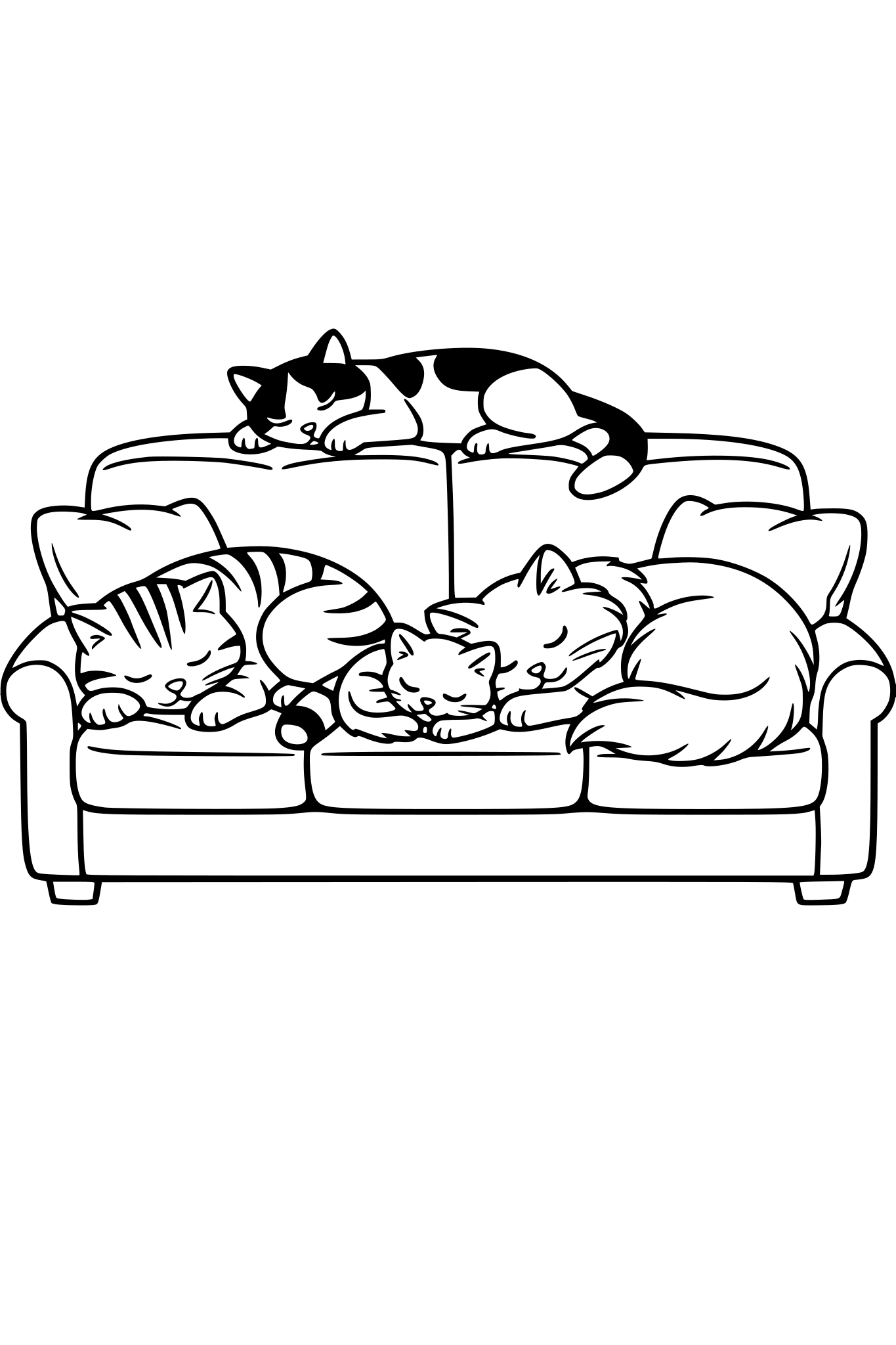 Des chats qui dorment dans un canapé