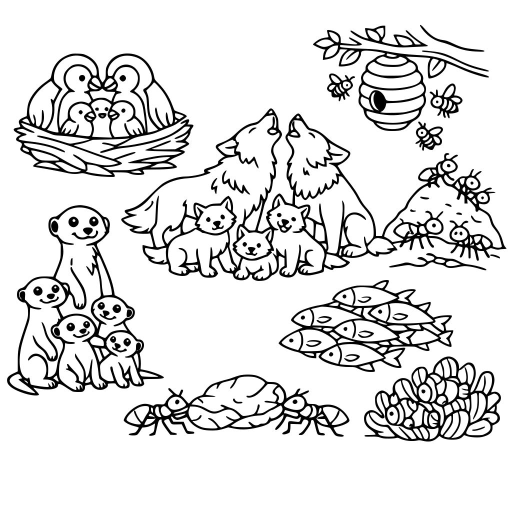 un ecosistema en el que existan relaciones intraespecíficas de colaboración, familiares, gregarias, coloniales y sociales o estatales.