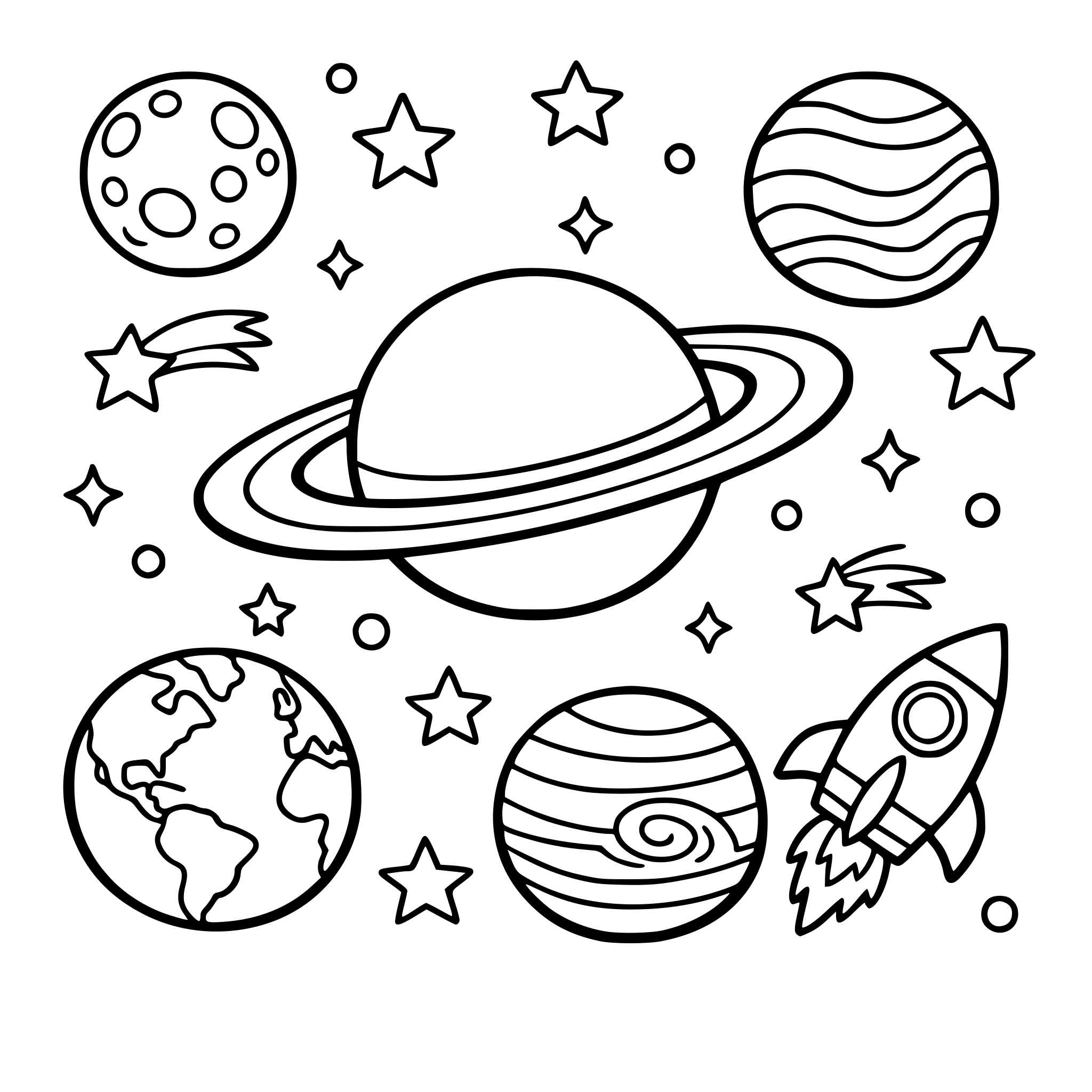 colouring book about planets and stars