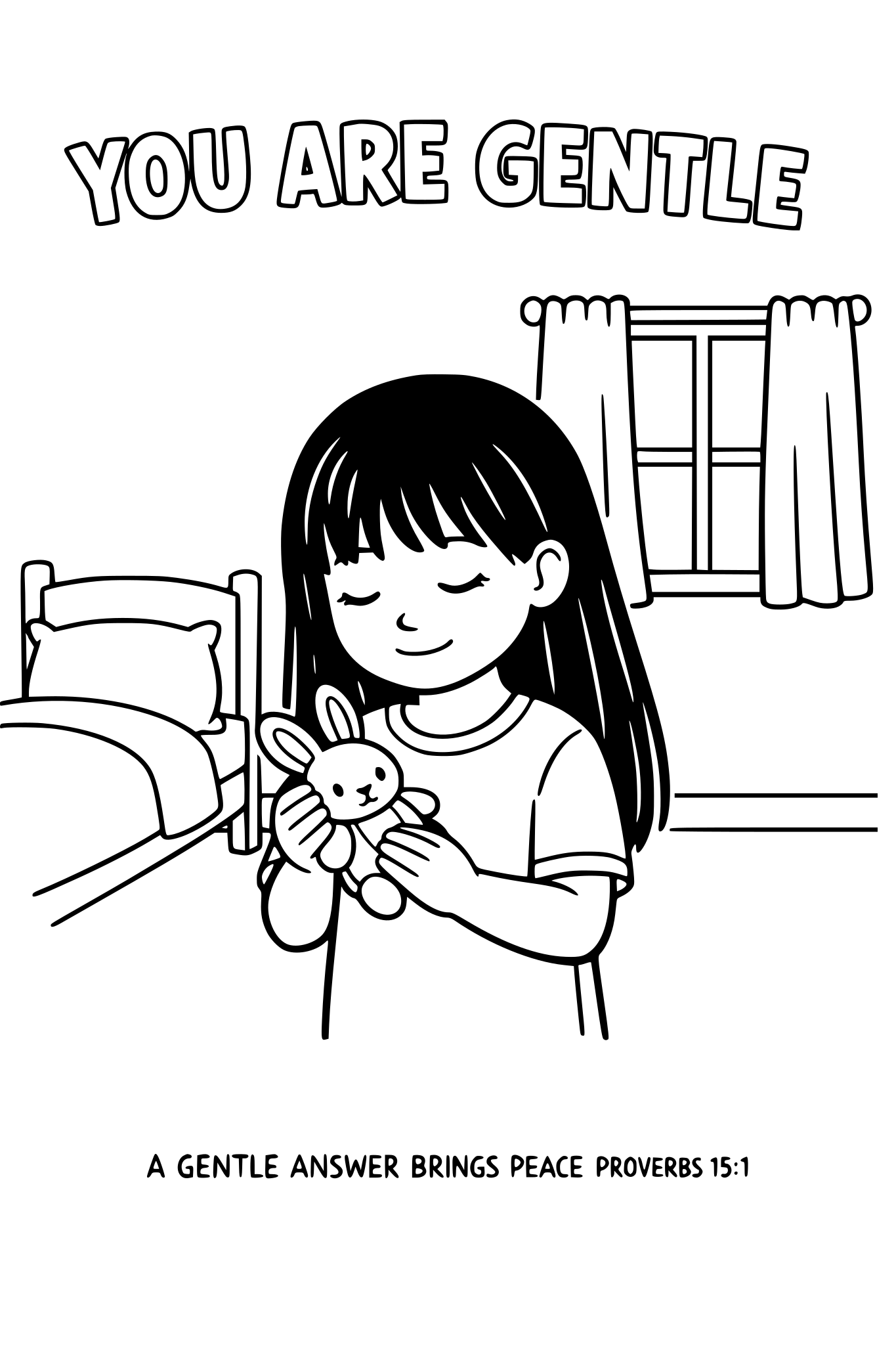Black and white coloring page, simple kids line art, one chi