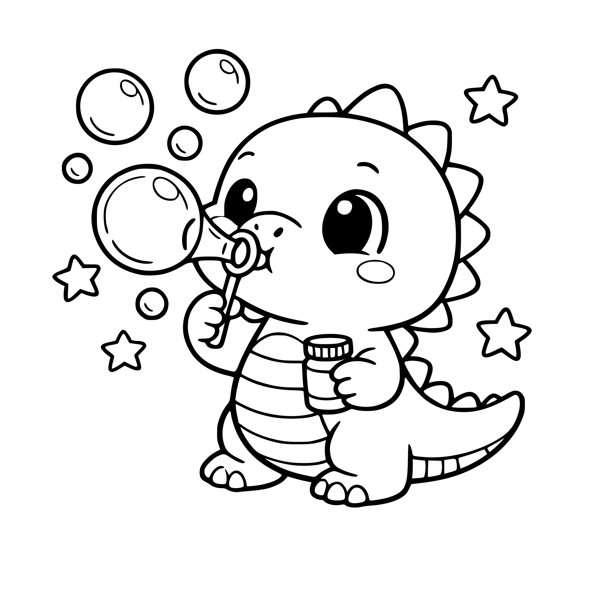 cute dinosaur blowing bubbles