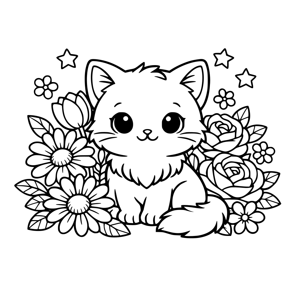 Cat with flowers