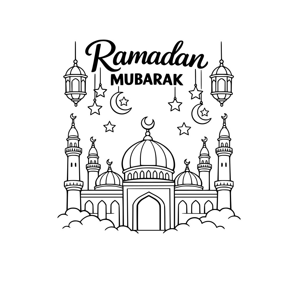 moskee, ramadan mubarak geschreven