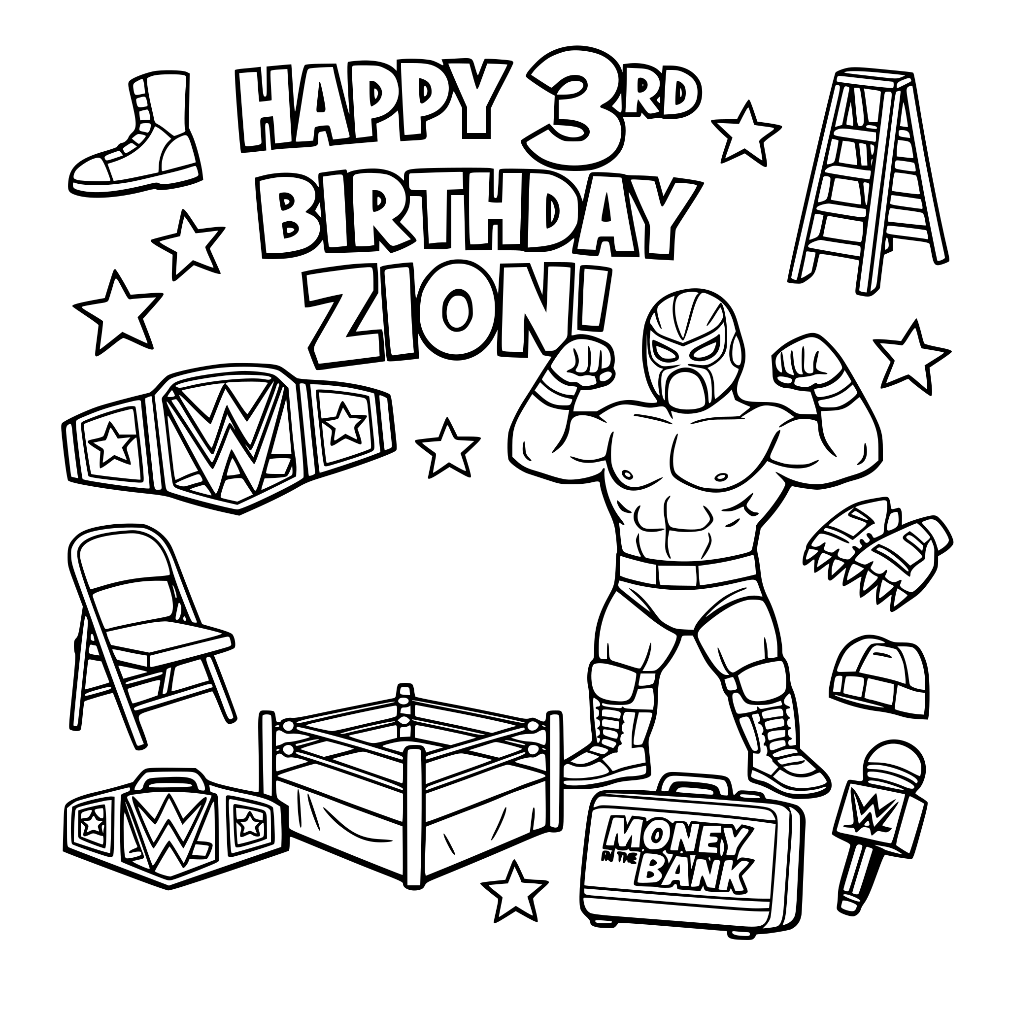 Title to say happy 3rd birthday zion. with wwe insprired pic