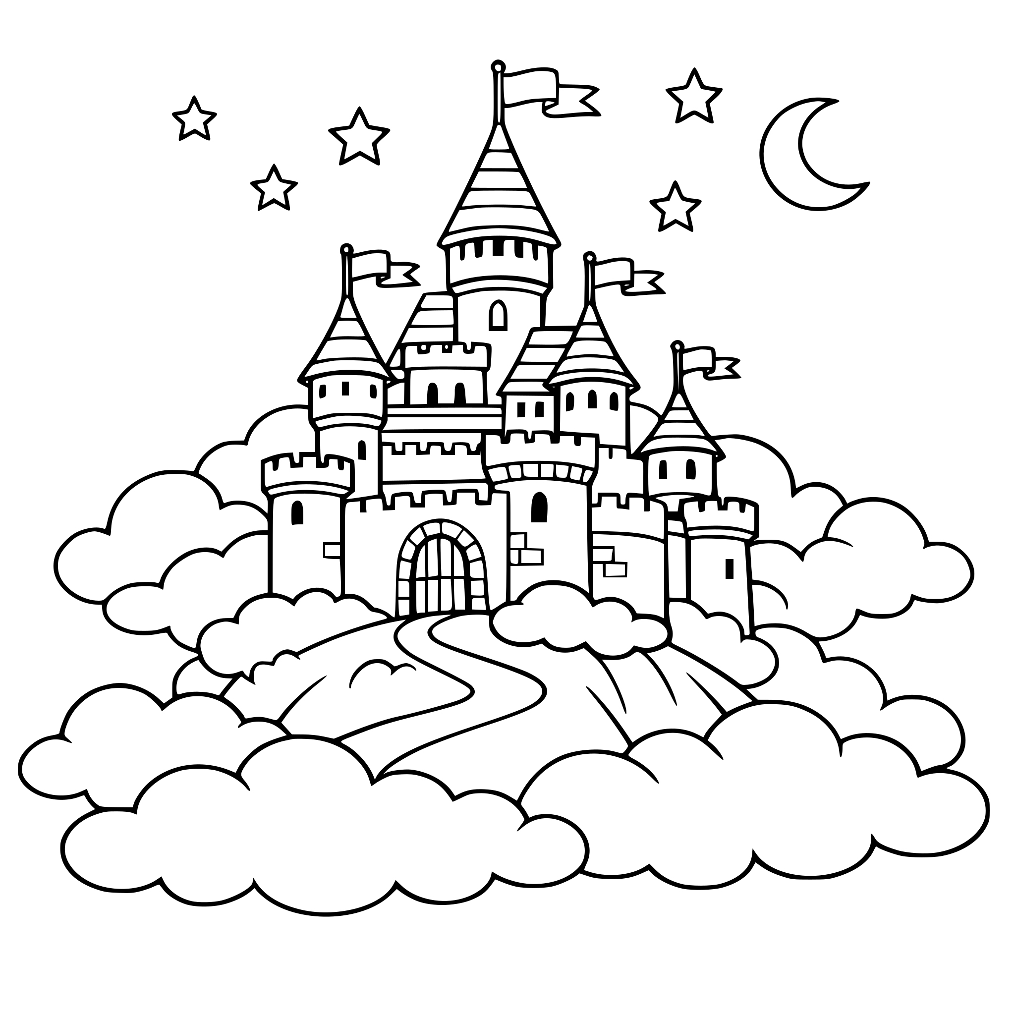 Một lâu đài trên ngọn đồi có mây