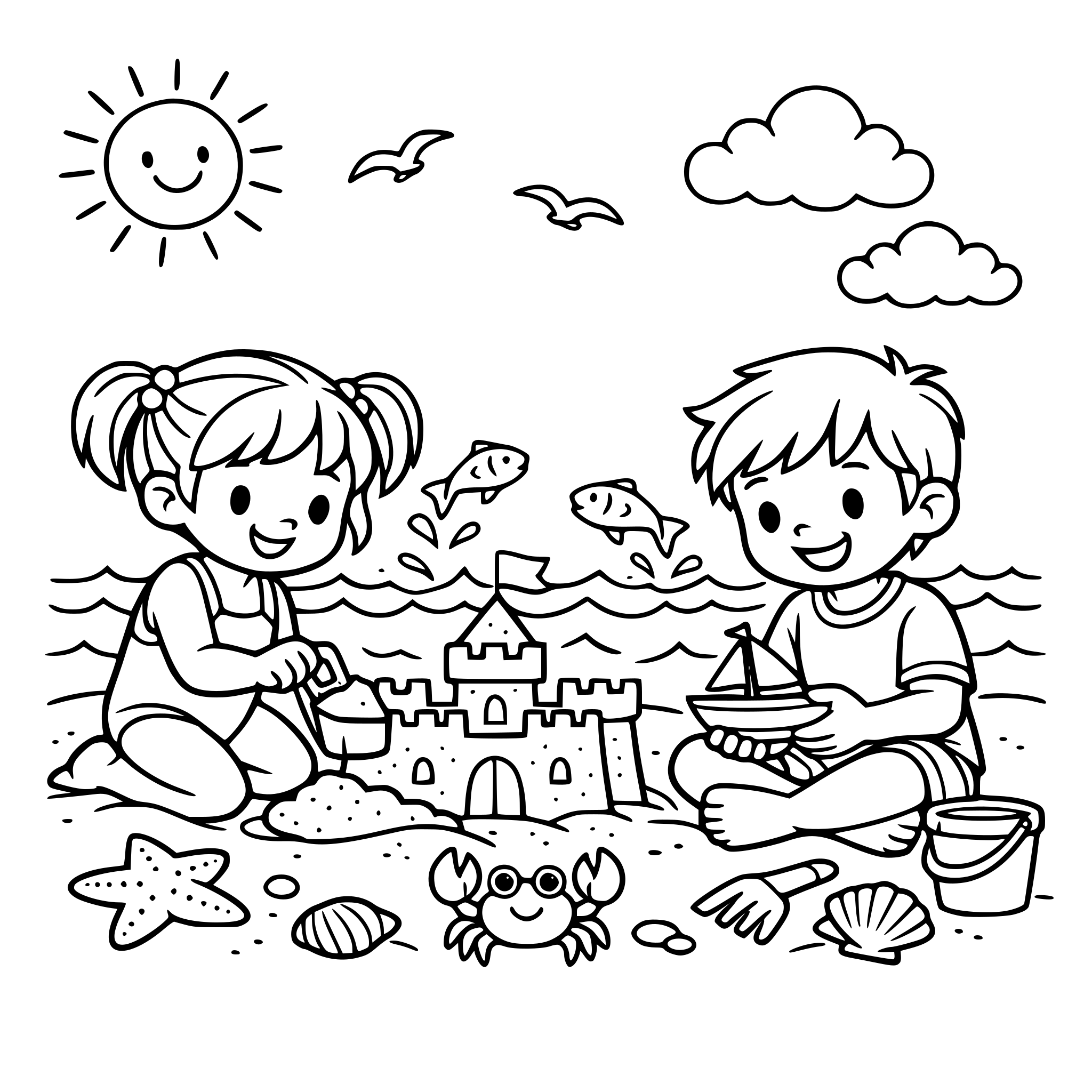 Zwei Kinder am Strand beim Spielen