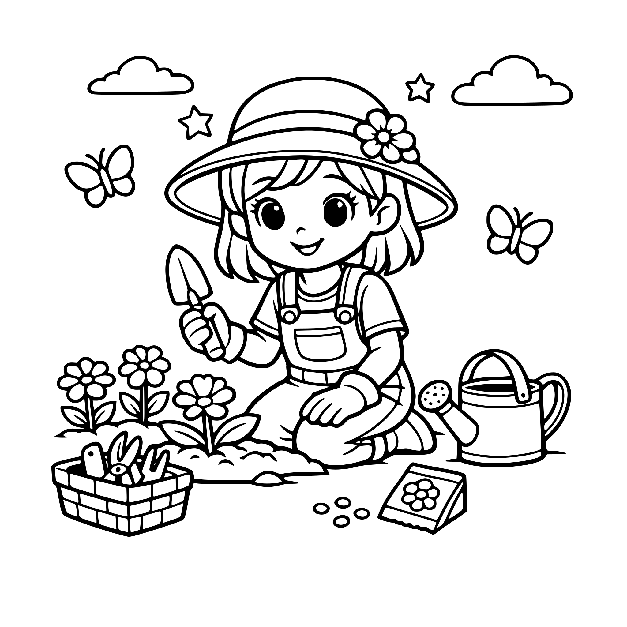 young girl gardening