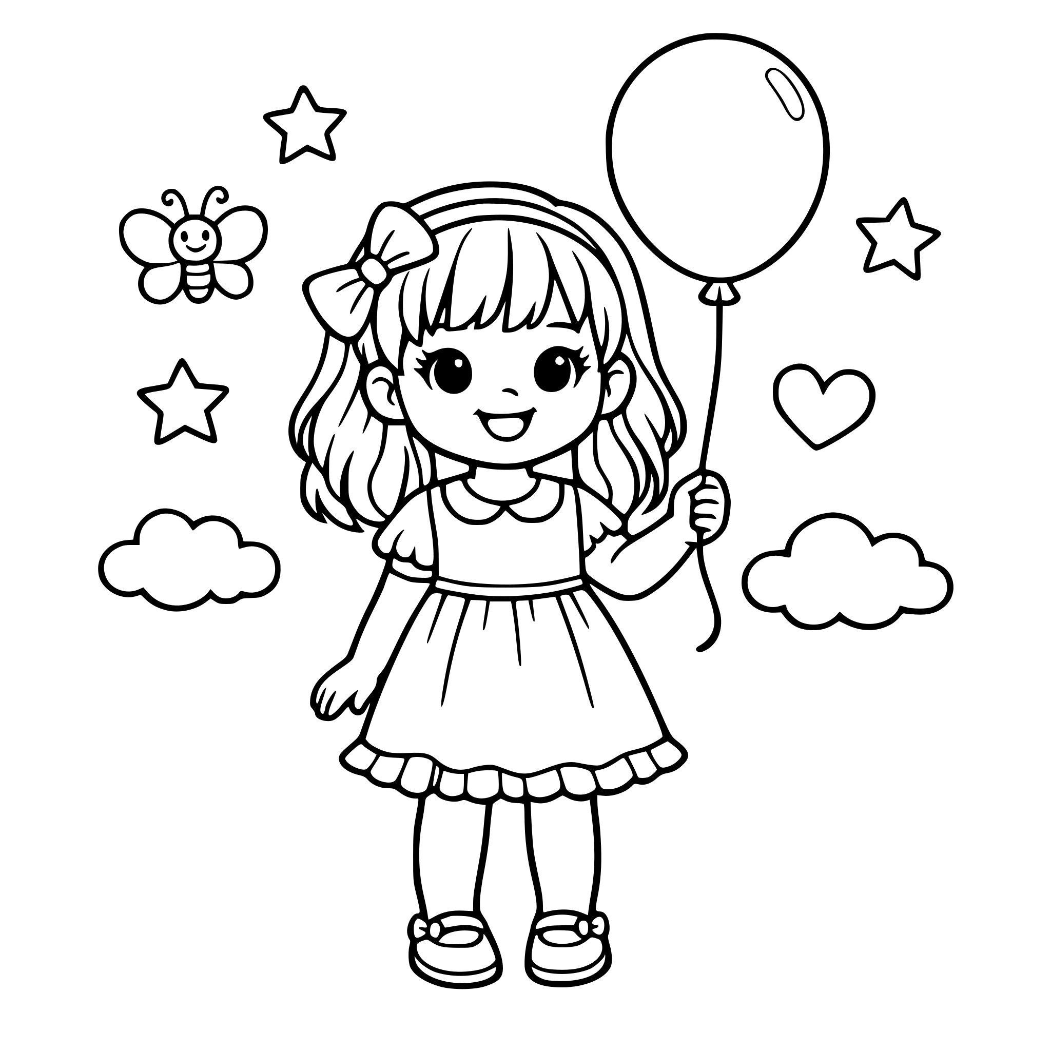 Cute little girl holding a balloon