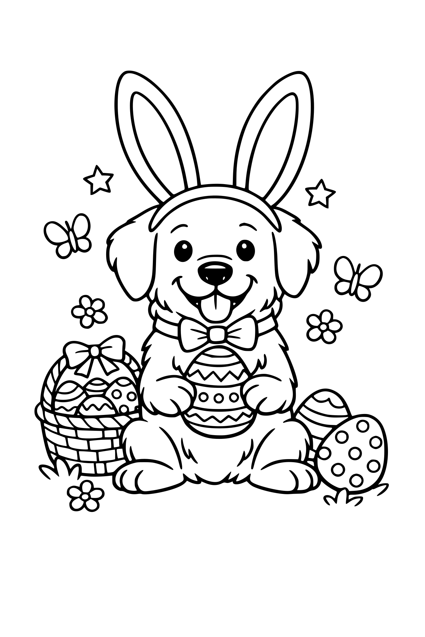 Dog as easter bunny
