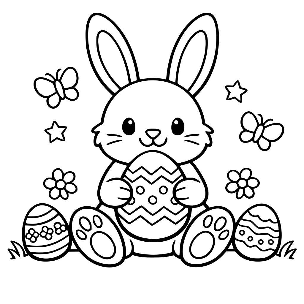 create a cute easter bunny with clear spaces for children to colour in