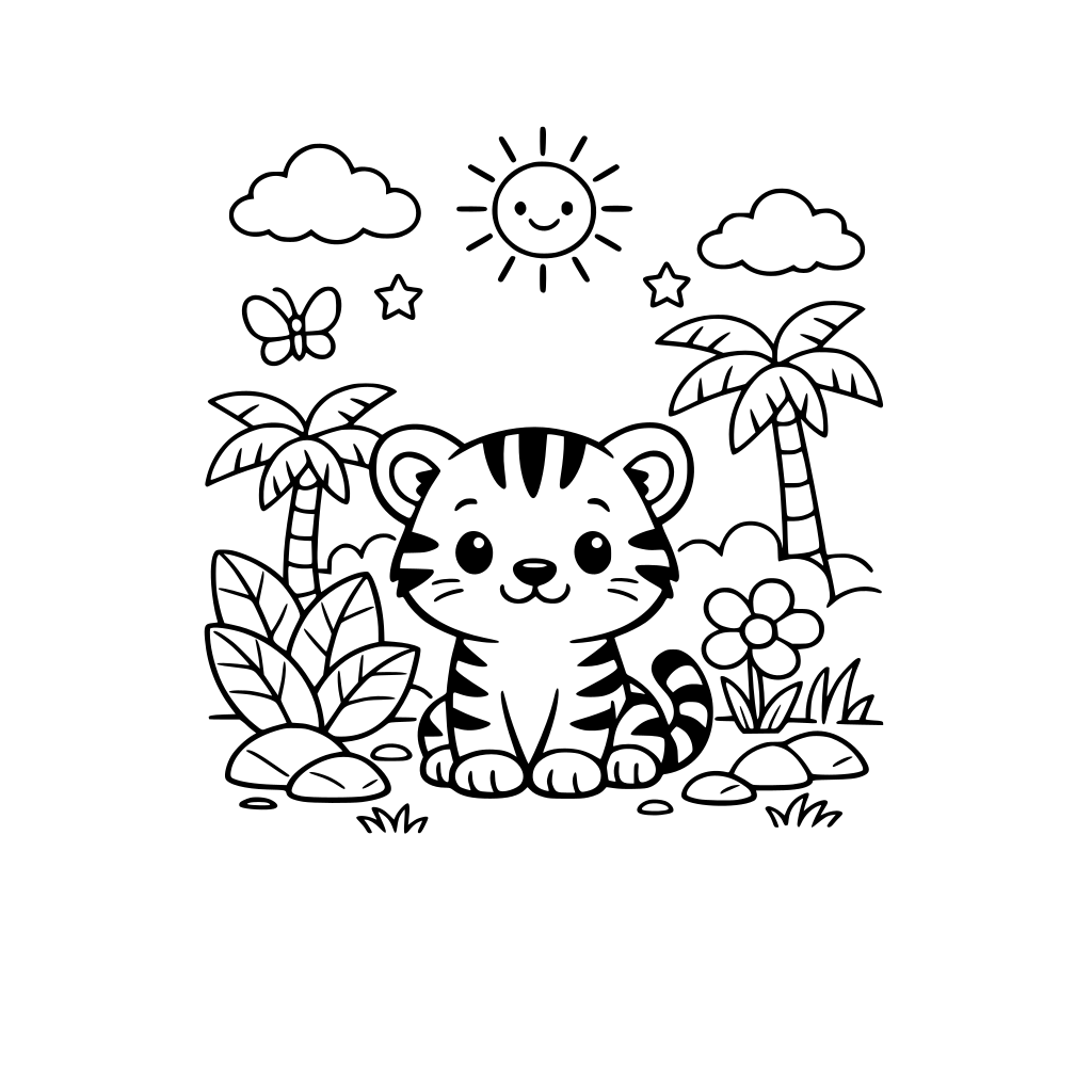 cute animal in jungle minimal