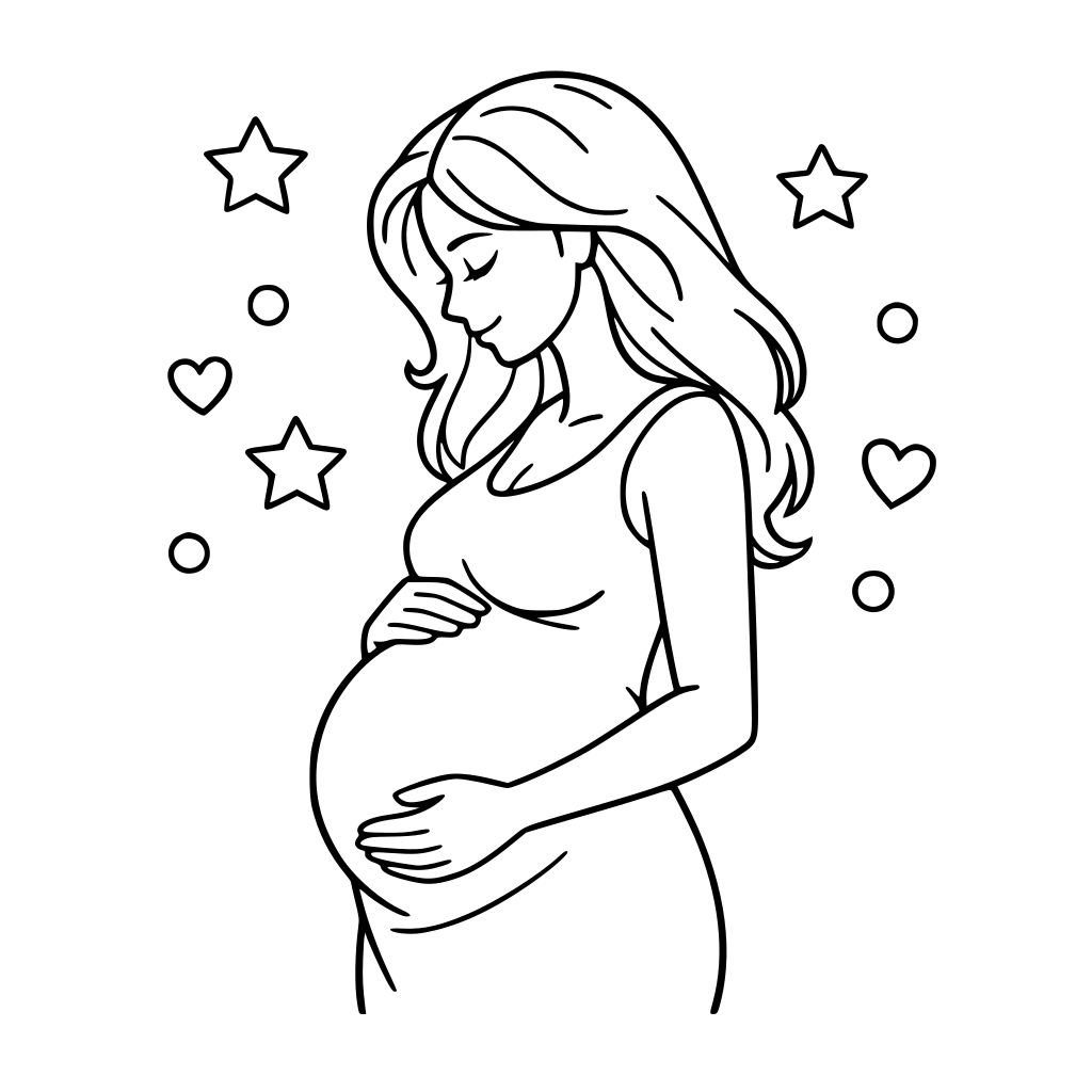 line drawing of a pregnant women
