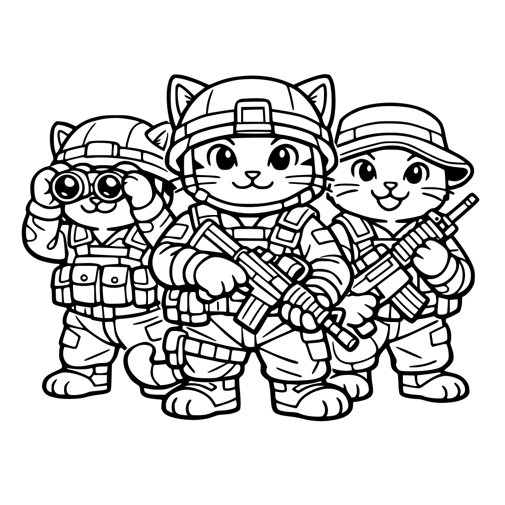 soldier who is cat, with friends