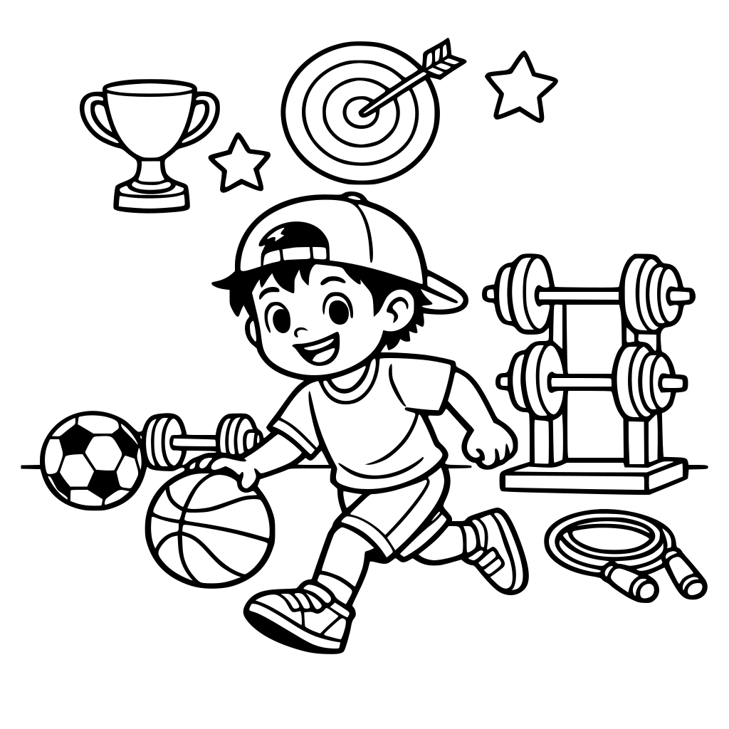 ولد صغير يلعب رياضه في النادي