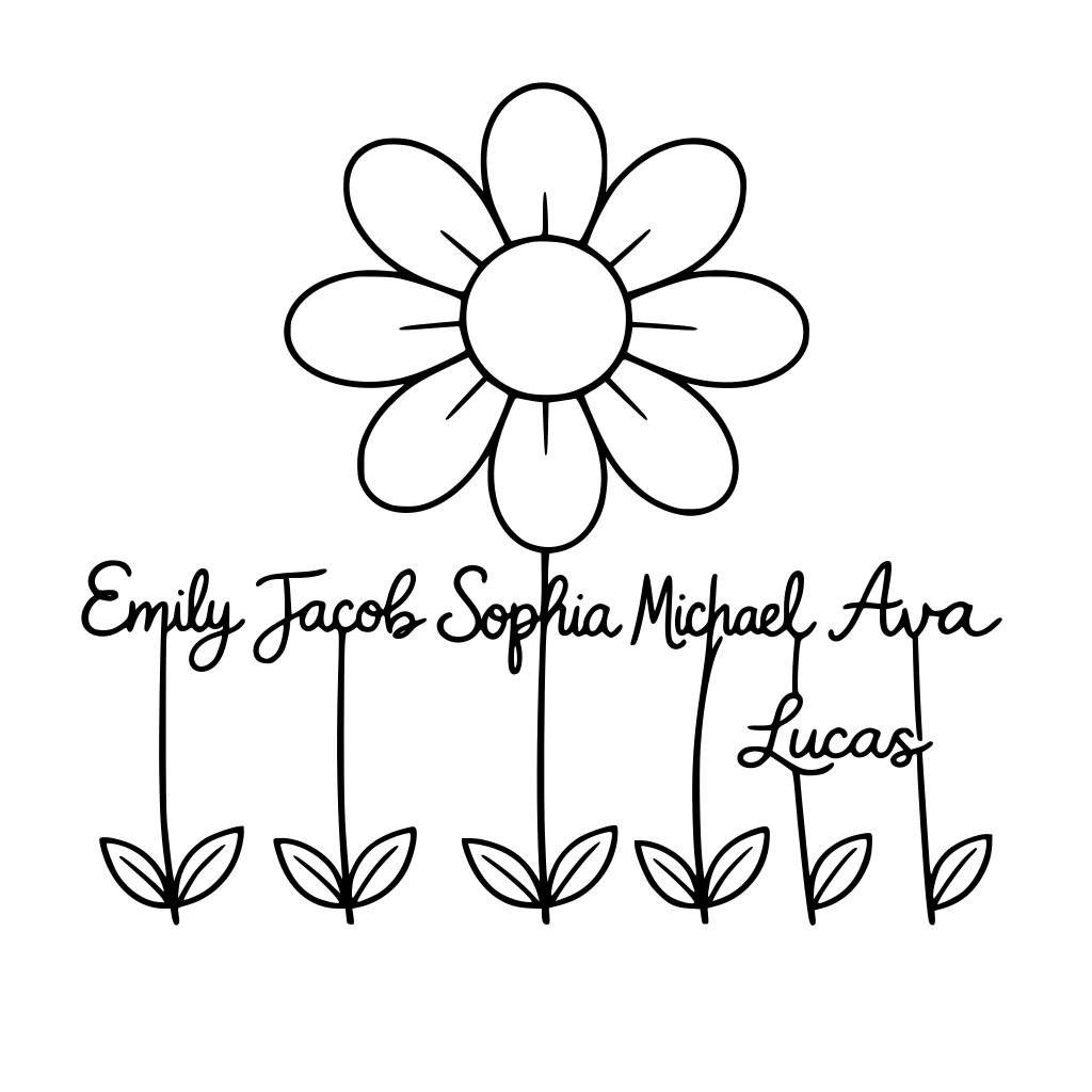 flower petal with names as stems