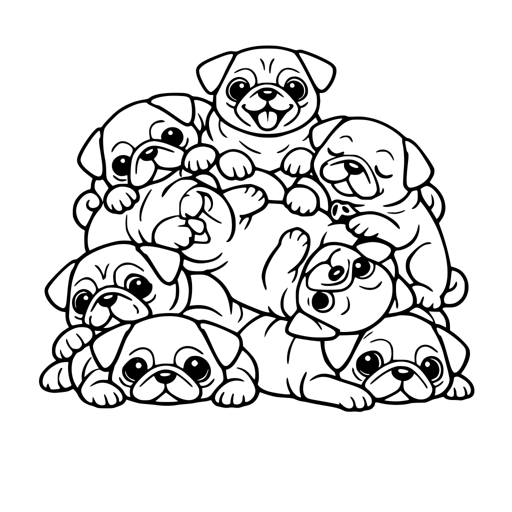 A pile of pugs
